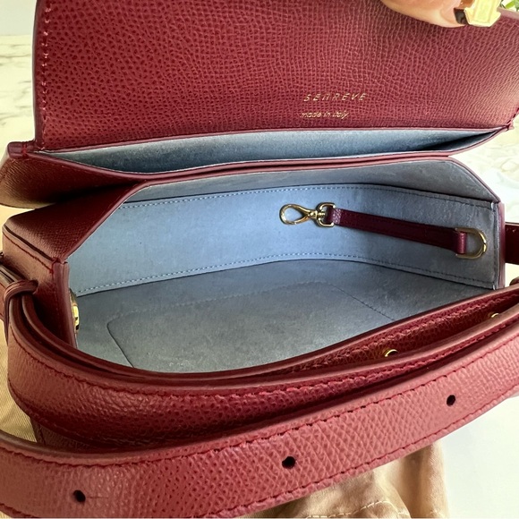 NWT Senreve Cadence Crossbody Italian Pebbled Leather Merlot Burgundy Red Gold - Picture 11 of 16